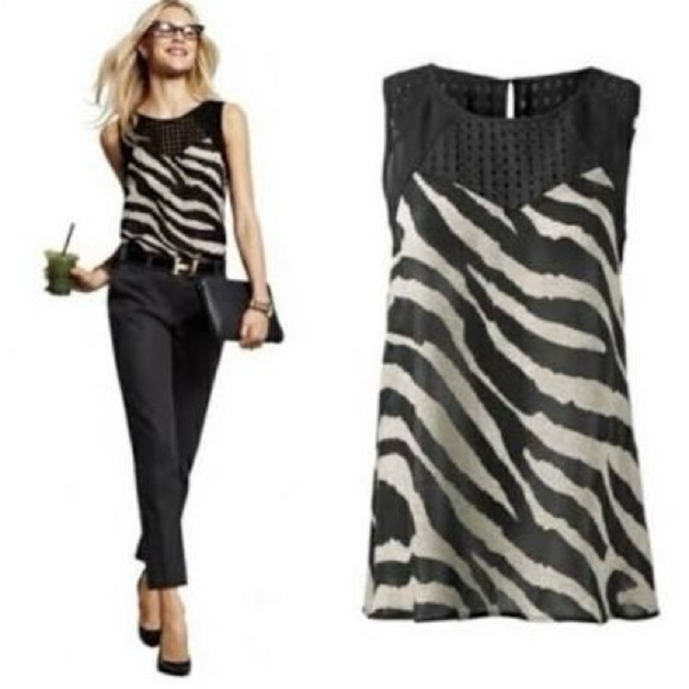 CAbi Style 5046 Tovoli Zebra Print Sleeveless Top Size XS